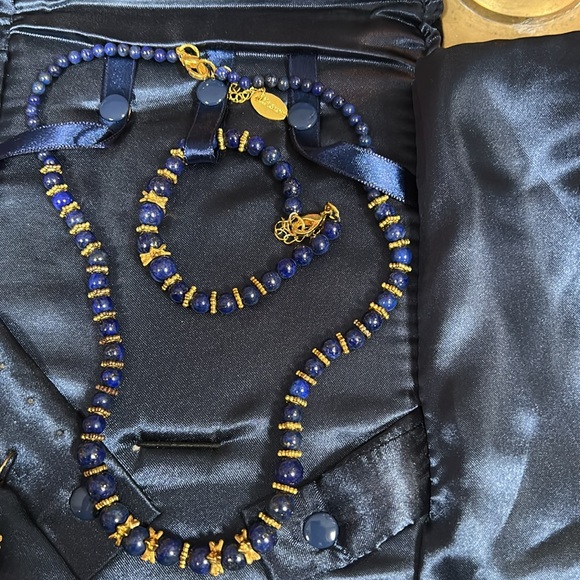 Vintage Stauer Lapis Lazuli Necklace, Bracelet & Earrings set - Picture 3 of 4